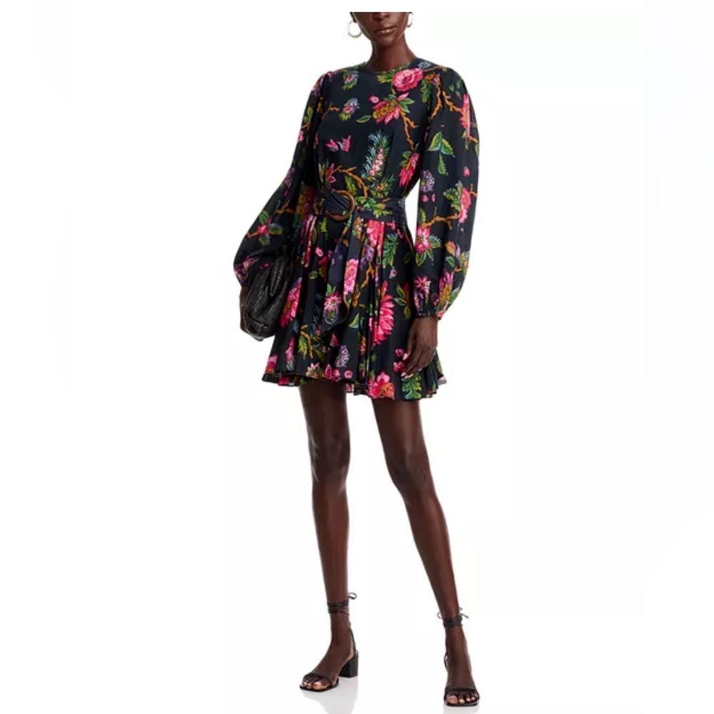 RHODE Floral Print Dress - Black and Pink